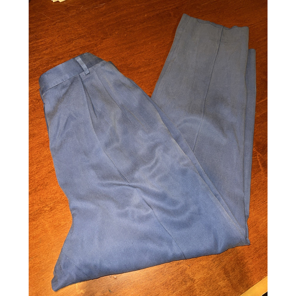 Carlisle Women's Trouser Pant Silk Roll Size 8 Blue‎ Straight Leg High Rise